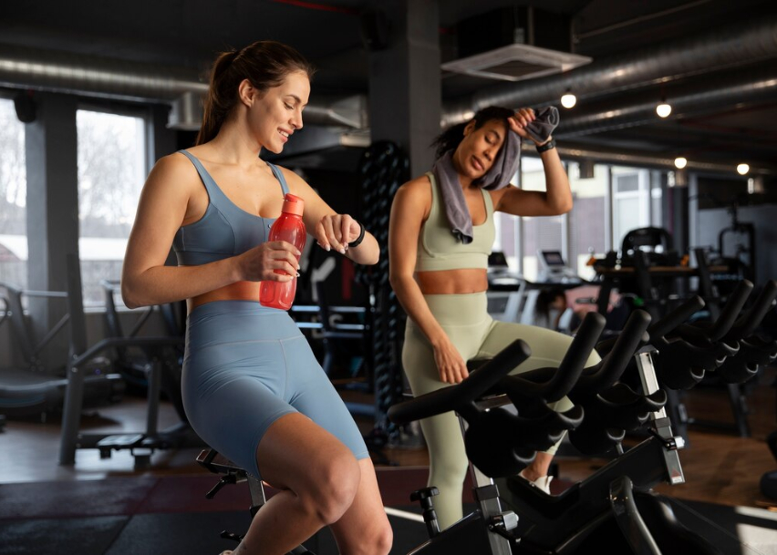 Девушки на велотренажере